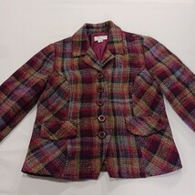 Christopher & Banks Petite Women's Multicolor 5-Button Flannel Blazer Jacket P/S image 12
