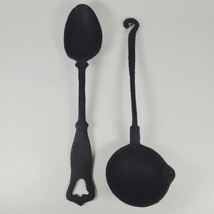 Vintage Cast Iron Spoon And Ladle Decoration Kitchen Wall Rustic Black L... - £14.06 GBP