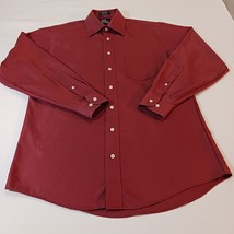 Stafford Wrinkle Free Men&#39;s Long Sleeve Casual Button Up Red Shirt Size ... - €6,55 EUR