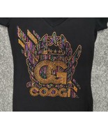 COOGI Shirt Womens Medium Babydoll Tee Jeweled Rhinestone Embellished Ve... - $19.99