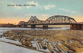 Interstate Bridge Log Jam Duluth Minnesota 1915 postcard - £5.87 GBP