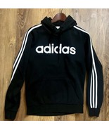 Adidas Sweatshirt Hoodie Black 3-Stripe Logo Stitched Womens Sz Small EUC - $32.56 CAD