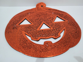 Benson Mills Halloween Orange Vinyl Pumpkin Placemats Decor Set of 4 - £20.35 GBP
