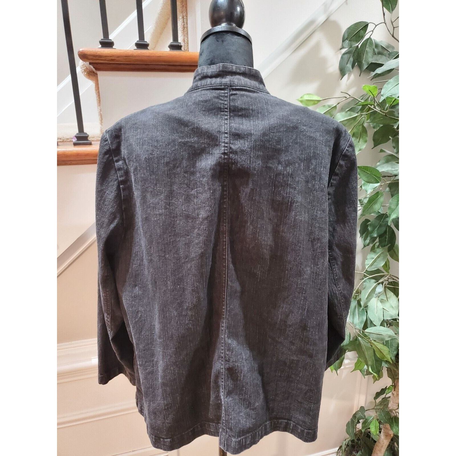 Alfred Dunner Women Gray Denim Ramie Long Sleeve Full Zip Casual Jacket Size 16W Item image 7
