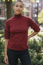 Jean Paul Gaultier Classique Ruffled Sleeves Top Size 8 Made in Italy - $148.49