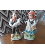 Vintage HOMCO Norleans German Boy &amp; Girl Porcelain Figurines Goose Dog M... - $13.55