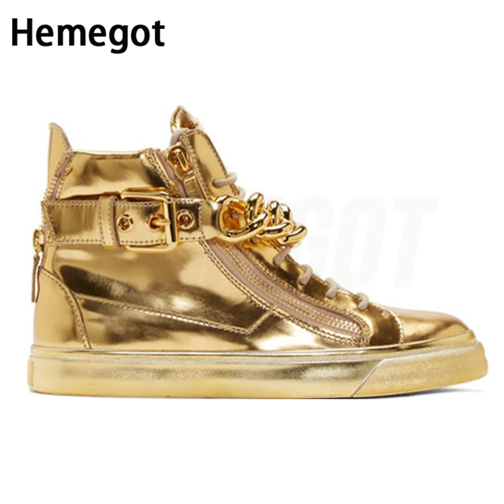 High-Top Gold Chain Silver Chain Men&#39;s Shoes Sweat-Absorbing Breathable ... - $137.64