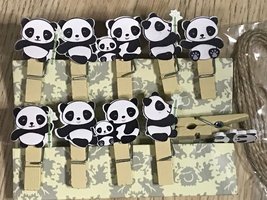 60pcs Lovely Panda Paper Wooden Clothespins,Pin Clothespins,Photo Hanging Clips - £9.27 GBP