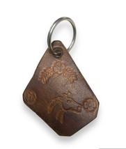 Vintage Tooled Leather Horse Floral Keychain - $7.50