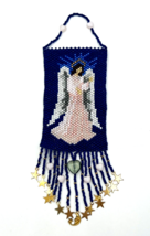 Celestial Blue Glass Seed Bead Loomed Guardian Angel Amulet Ornament Dec... - £51.28 GBP
