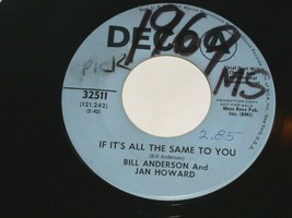 Bill Anderson If It&#39;s All The Same To You I Thank God 45 Rpm Record Decca Promo - £9.37 GBP