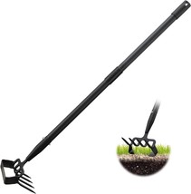 Hoe Garden Tool for Weeding Stirrup Hoe and 4 Tines Rake 2 in 1 Gardening Tool L - £41.39 GBP