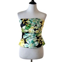 Kay Unger Tropical Print Strapless Halter Top Silk Floral Print Women Si... - £35.20 GBP