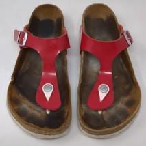 Birkenstock Gizeh T-strap Leather Sandals Size EU 38 Women&#39;s 7 Red - £19.88 GBP