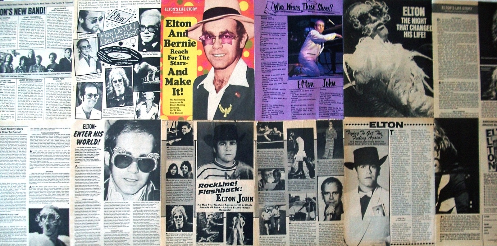 ELTON JOHN ~ 12 Color and B&amp;W Vintage ARTICLES from 1976, 1982, 1985 ~ C... - $8.37
