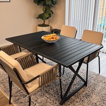 Dining Table For 4-6 People, Rectangular Wood Kitchen Dining Room Table With Hea - $254.99