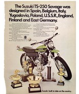 1971 Suzuki TS-250 Savage Print Ad Motorcycle Dirt bike Motocross 8.5&quot; x... - £14.53 GBP