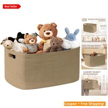 Elegant 60L Boho Woven Cotton Rope Laundry Basket - Versatile Home Storage - $80.14