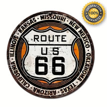 Route 66 States Vintage Novelty 8&quot; Metal Circular Sign NEW! - £7.03 GBP