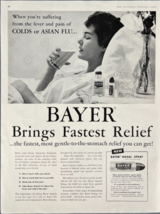 1958 Bayer Vintage Print Ad Brings Fast Relief For Colds and Flu Nasal S... - £11.53 GBP