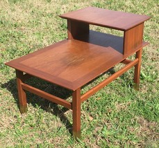 Vintage Step Up Side End Table Mid Century Modern w Brass Feet Local SC ... - $124.95