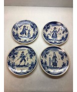 VINTAGE Set of 4 POTTERY Painted WALL Plates COLONIAL People DESIGN 2 w ... - £47.38 GBP