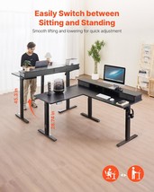 VEVOR L Shaped Desk Electric Adjustable Height Corner Gaming Desk w/ Light Strip - $7,273.58 MXN