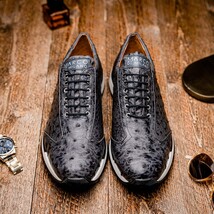 Genuine ostrich quill fashion sneaker Shoes Scanno Antique Gray image 14