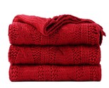 Red Cable Knit Throw Blankets For Couch, Super Soft Warm Cozy Decorative... - $56.99