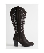 Torrid Tall Shaft Heeled Western Boot Black 6 WW NEW - $95.73 CAD