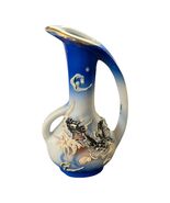 Vintage Japanese Dragon Mini Pitcher Vase Blue White Ombre Moriage Ceramic 4.25” - $17.10