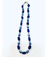 Cobalt Blue Vintage 1970’s Beautiful Carnival Glass And Silver Bead Neck... - $627.35 MXN