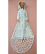 Vntg White Satin Wedding Gown for 11.5&quot; Fashion Doll Lace Overcoat+train... - £15.69 GBP