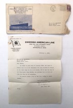 c.1936 Swedish American Line Passenger Ship Letter Abt Husband Boarding w Stamp - £12.58 GBP