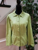 Chico&#39;s Women&#39;s Green Cotton Buttons Front Collared Long Sleeve Jacket Size 3 XL - £23.48 GBP