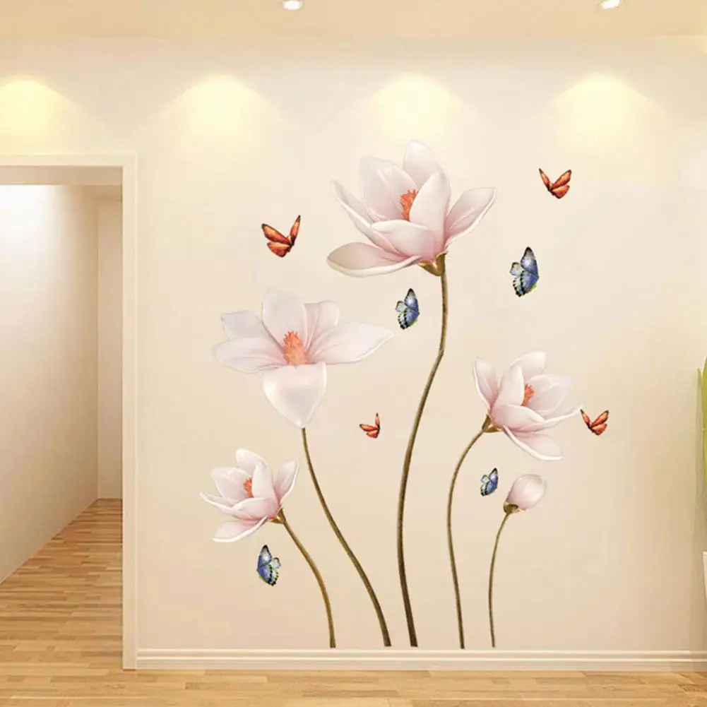 House Home 3D Pink Removable Peach Plum Cherry Blossom Flower Aerfly Art Decal w - £19.98 GBP