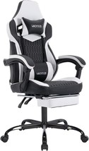 Gaming Chair With Footrest,High Back Gaming Chairs Pvc Leather, Black White - $142.94