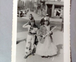 Halloween 1958 Photograph Boy &amp; Girl in Costume NJ - $9.85