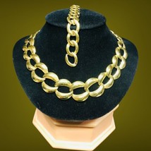 Vintage Signed N API Er Fancy Wide Gold Collar Necklace Chain 18” Bracelet7” - £59.94 GBP