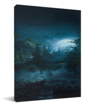NEW! Ready To Hang Wall Art Dark Misty Night Multiple Sizes Available!  - £17.17 GBP+