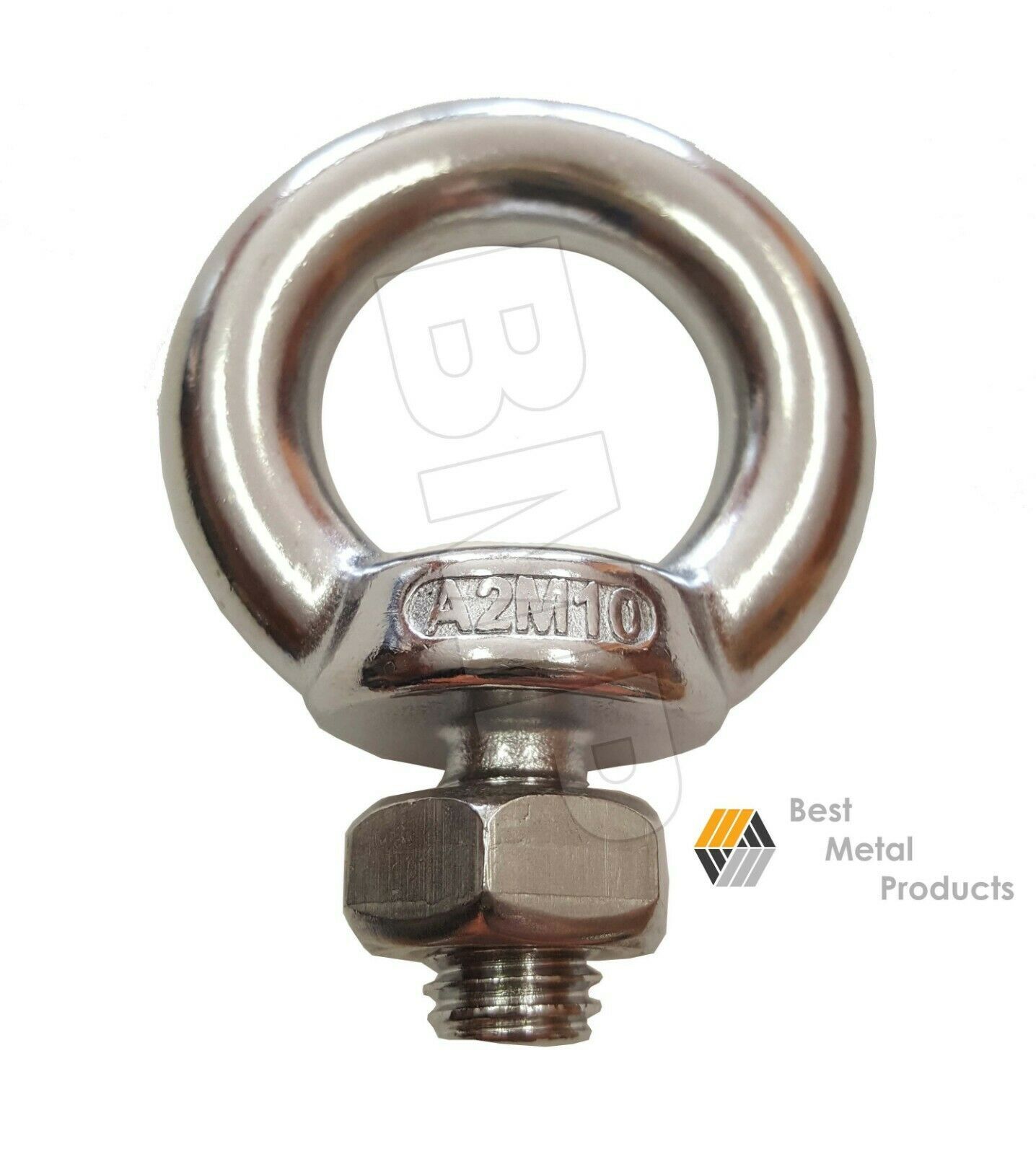 (2) 304 STAINLESS STEEL LIFTING EYE BOLT M10 WITH NUT MACHINE LIFTING 12... - $11.95