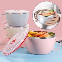 Portable Stainless Steel with Lid Instant Noodle Bowl Double Insulated Anti-scal - £10.07 GBP