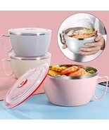 Portable Stainless Steel with Lid Instant Noodle Bowl Double Insulated A... - £9.78 GBP