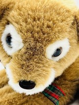 Whitetail Deer Plush Laying Down Green Red Ribbon Stuffed Animal 10 inch... - $15.88