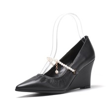 Women spring Slope Heel Leisure Shoes String beads and metal pendant decoration  - £94.45 GBP