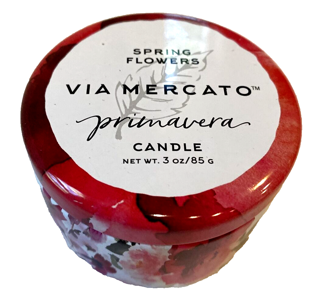 Via Mercato Spring Flowers Primavera 3 Oz Candle in Tin NEW - $9.49