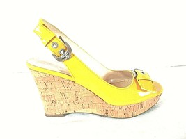 Franco Sarto Yellow Patent Slingback Wedge Sandals Shoes Womens 7 M (SW22)pm1 - £15.71 GBP