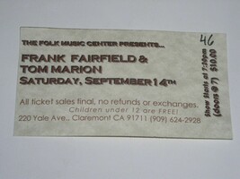 Frank Fairfield Concert Ticket Folk Music Center Claremont California 2014? - $20.52 CAD