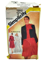 1980s Jacket Blouse Skirt Pattern Size 14 Misses Aldolfo Simplicity 5192 VTG CUT - £3.09 GBP