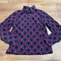 Lands End Womens Fleece Pullover Sweatshirt 1/4 Zip Black Pink Size XS 2-4 - $19.80